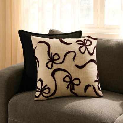 Tufted Bow Sofa Cushion Cover - Natural