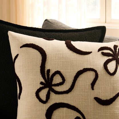 Tufted Bow Sofa Cushion Cover - Natural