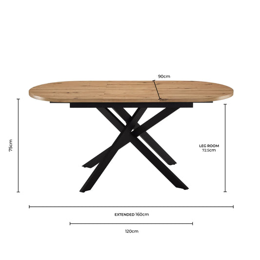 Brooke Oval Extendable 4-8 Seater Dining Table - Black/Wood