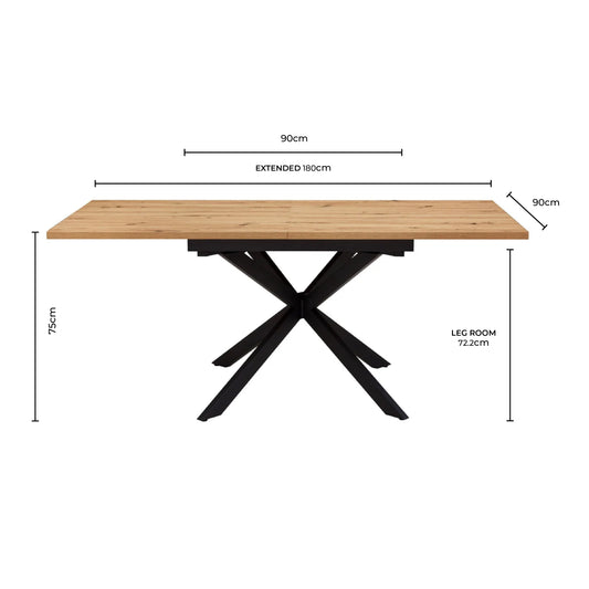 Brooke Square Extendable 4-8 Seater Dining Table - Stone/Black