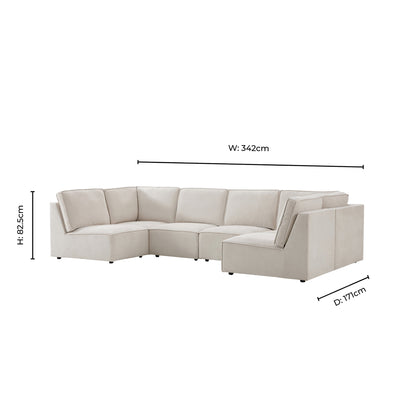 Brooklyn Armless U-Shape Sofa - Chenille Ivory