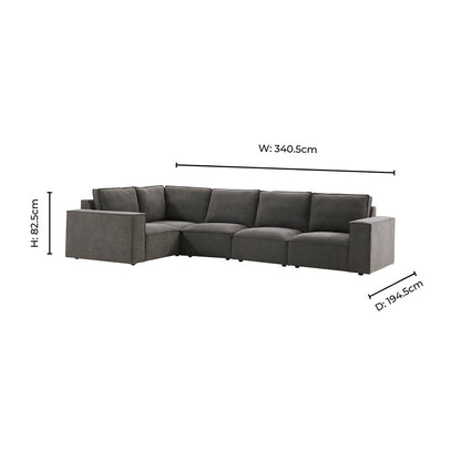 Brooklyn Large Left Hand L-Shape - Chenille Ash Grey