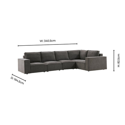 Brooklyn Large Right Hand L-Shape - Chenille Ash Grey