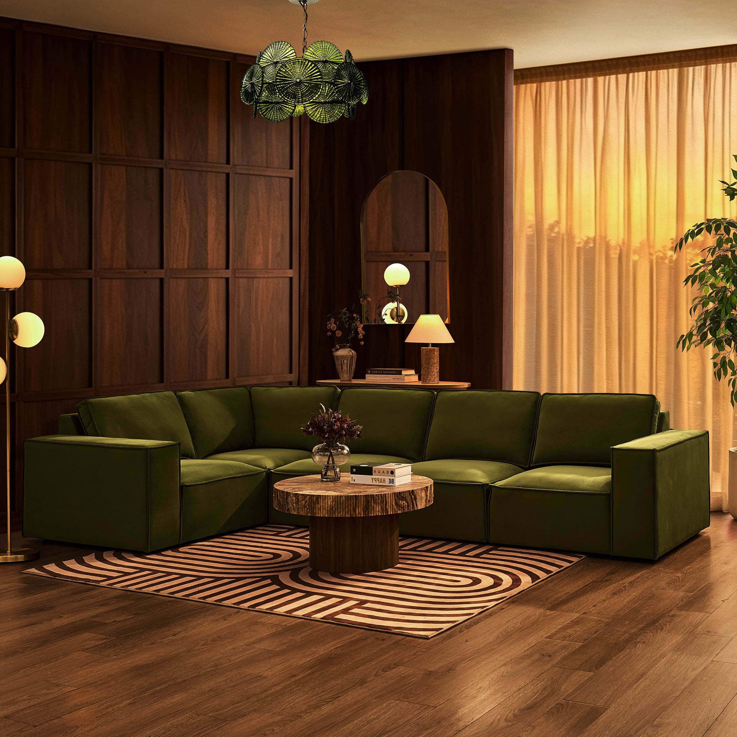 Brooklyn Large Left Hand L-Shape Sofa  - Muted Moss