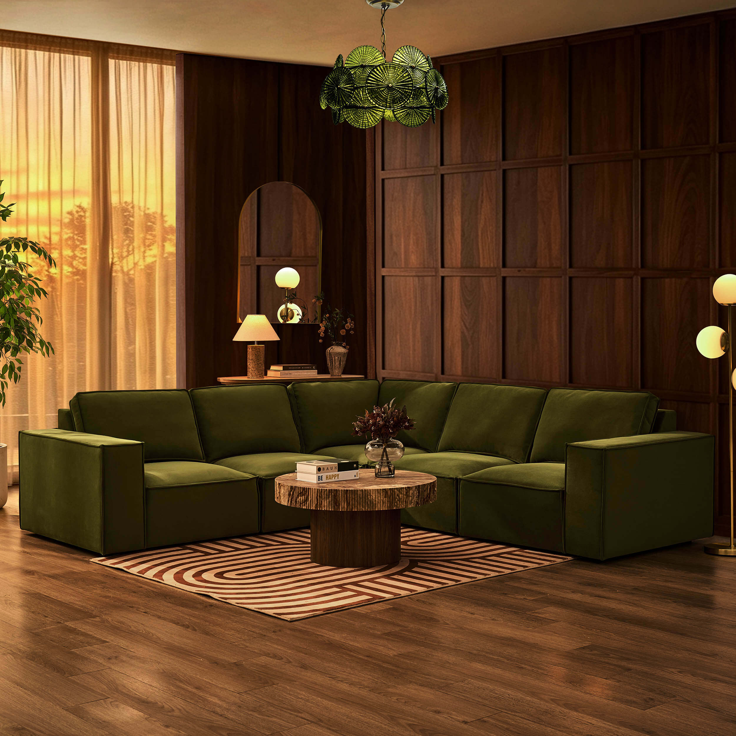 Brooklyn Right Hand Corner Sofa - Muted Moss