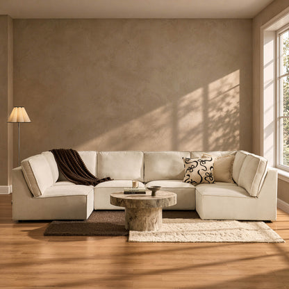 Brooklyn Armless U-Shape Sofa - Chenille Ivory