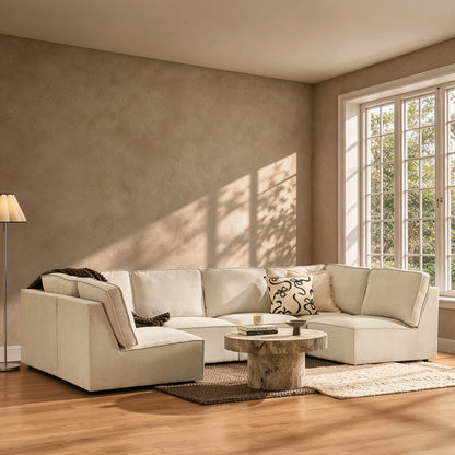 Brooklyn Armless U-Shape Sofa - Chenille Ivory