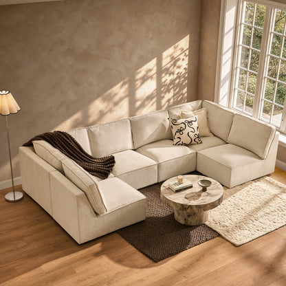Brooklyn Armless U-Shape Sofa - Chenille Ivory