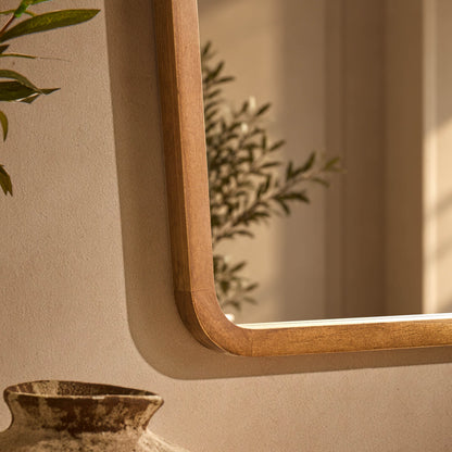 Cady Curved Wood Wall Mirror - Light Wood
