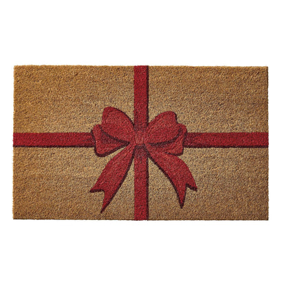 Christmas Bow Doormat - Red