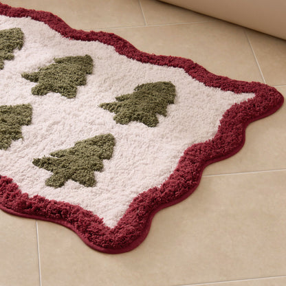 Christmas Tree Scalloped Bath Mat - Fern