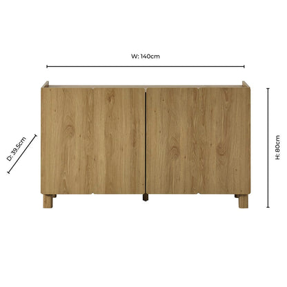 Avalon 4 Door Sideboard - Light Oak Effect