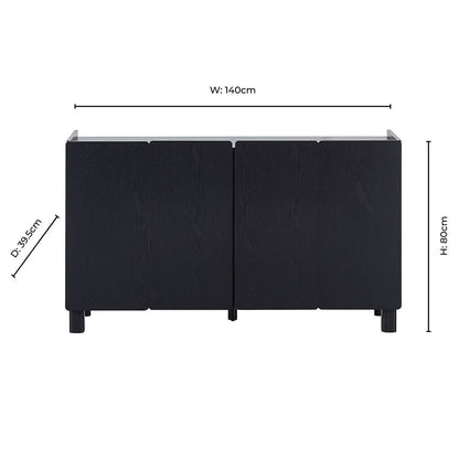 Avalon 4 Door Sideboard - Black Wood Effect