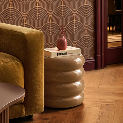 Florrie High Gloss Side Table - Caramel