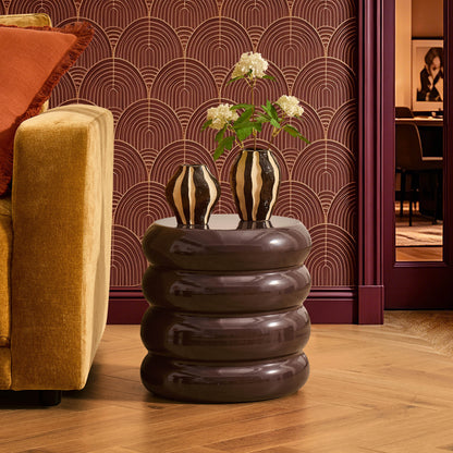 Florrie High Gloss Side Table - Chocolate