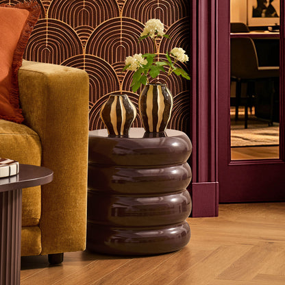 Florrie High Gloss Side Table - Chocolate
