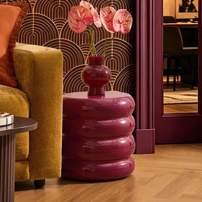 Florrie High Gloss Side Table - Wine