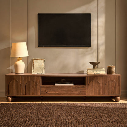 Rachel Arch Front Tv Unit for TVs up to 75" - Mid Wood