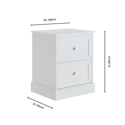 Ruby 2 Drawer Bedside Table - Warm White