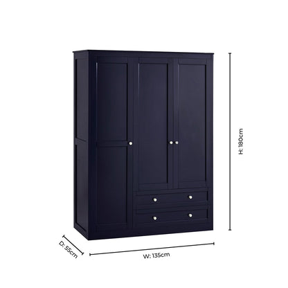 Ruby 3 Door Wardrobe with Drawers - Midnight
