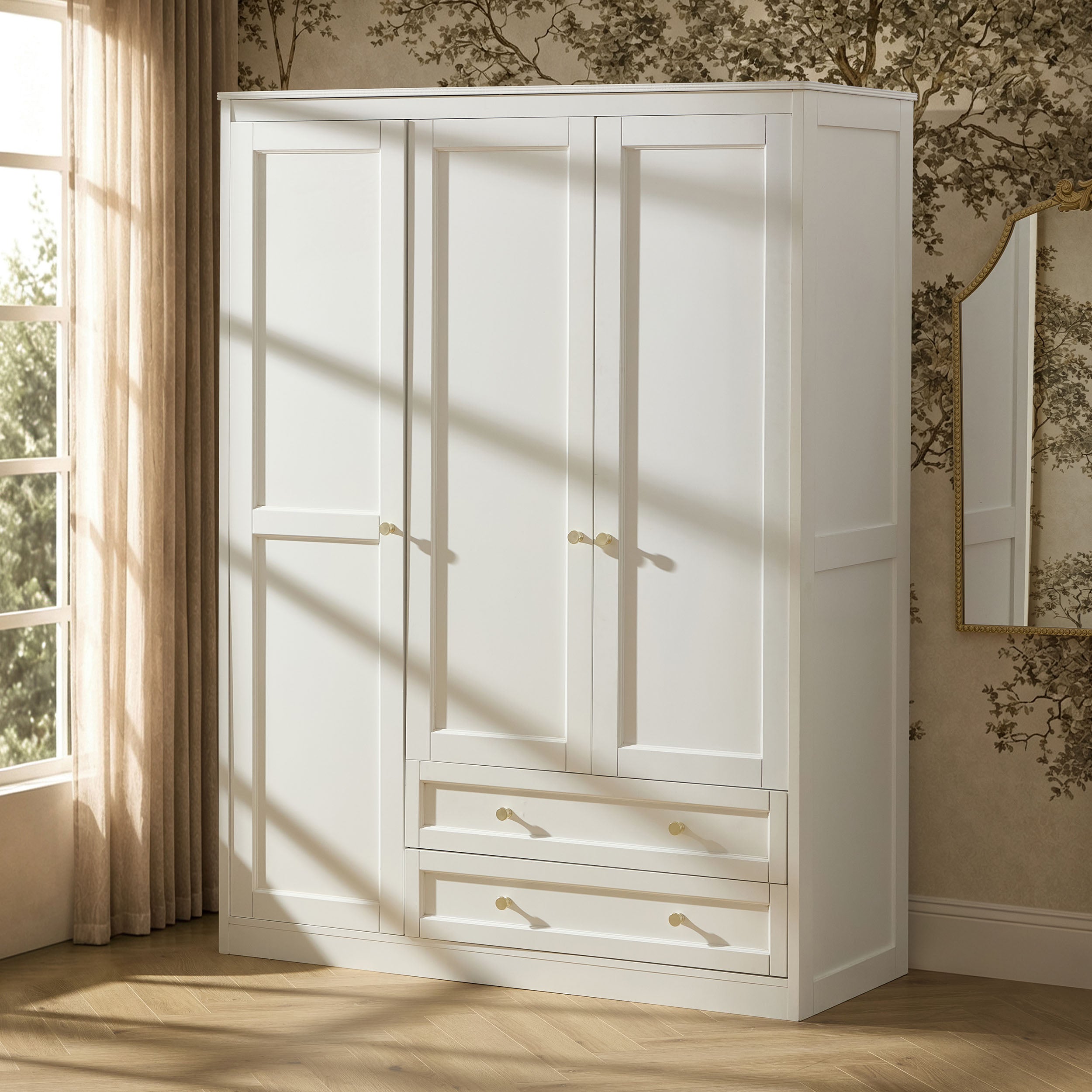 Ruby 3 Door Wardrobe with Drawers - Warm White