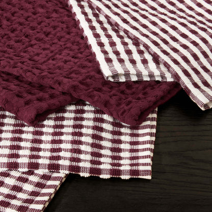 Delphine Waffle Set of 3 Tea Towels - Berry