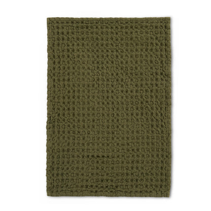 Delphine Waffle Set of 3 Tea Towels - Olive Green