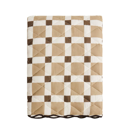 Delta Cotton Scallop Edge Checkerboard  Bedspread - Brown