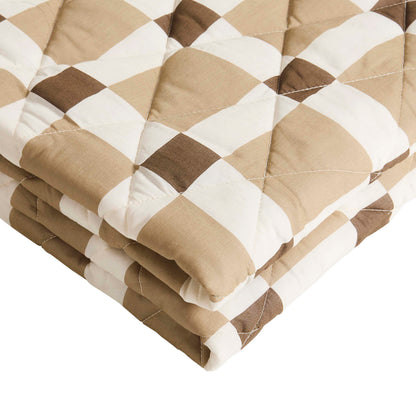 Delta Cotton Scallop Edge Checkerboard  Bedspread - Brown