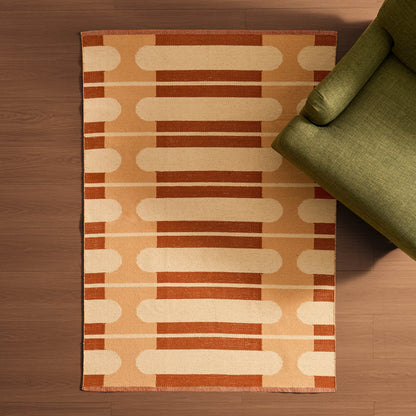 Dominic Contrast Geometric Rug - Orange