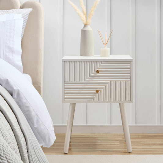 Dora 2 Drawer Nightstand - Warm White