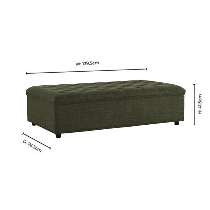 Kennadi Small Double Pouffe Sofa Bed - Woven Pine Green