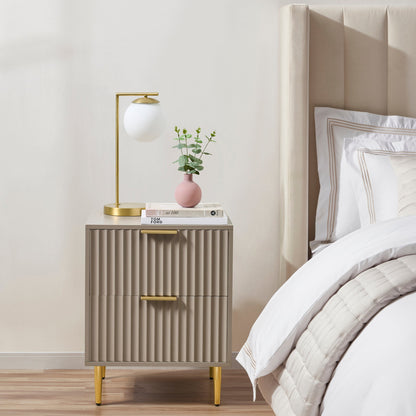 Evie 2 Drawer Bedside Table - Taupe