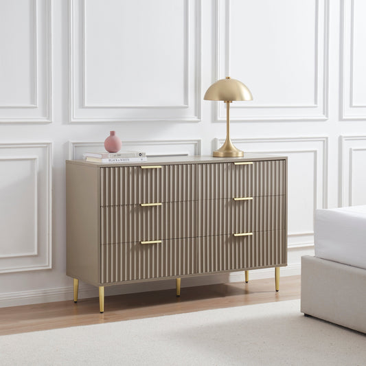 Evie 6 Drawer Chest - Taupe