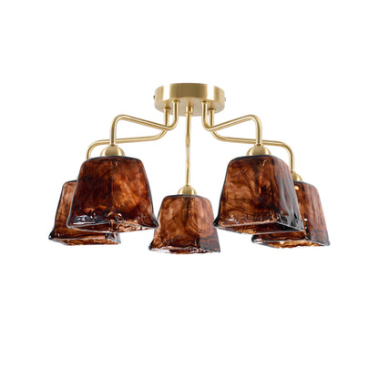 Emery Hammered Glass Pendant - Brown