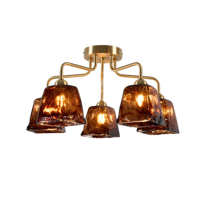 Emery Hammered Glass Pendant - Brown