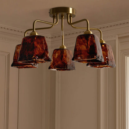Emery Hammered Glass Pendant - Brown