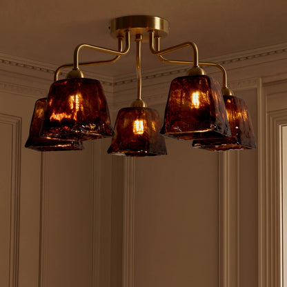 Emery Hammered Glass Pendant - Brown