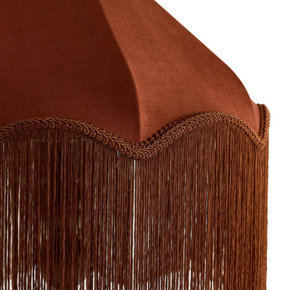 Enzo Suede Tassel Fringe Floor Shade - Burnt Terracotta