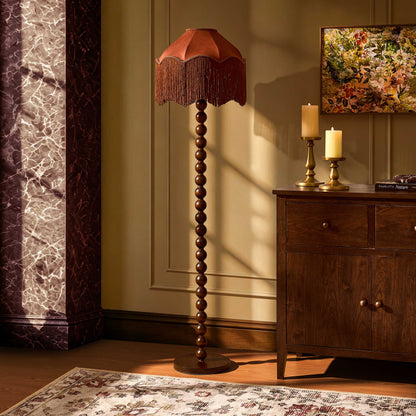 Enzo Suede Tassel Fringe Floor Shade - Burnt Terracotta