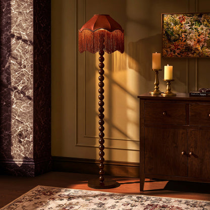 Enzo Suede Tassel Fringe Floor Shade - Burnt Terracotta