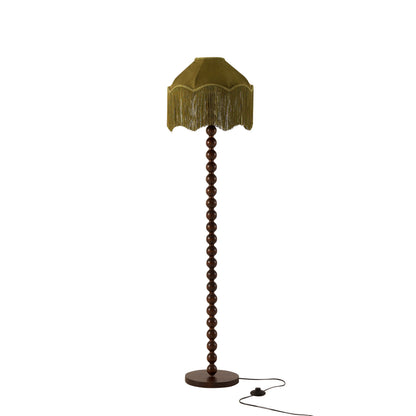Enzo Suede Tassel Fringe Floor Shade - Rich Green