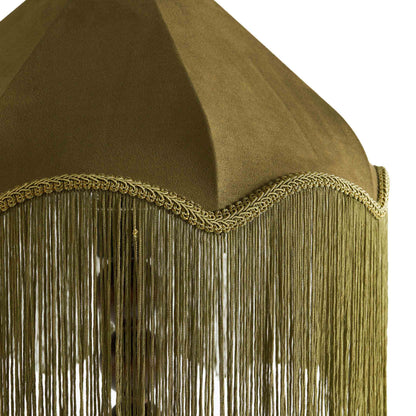 Enzo Suede Tassel Fringe Floor Shade - Rich Green
