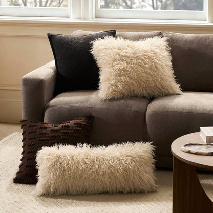 Faux Fur Sheepskin Sofa Cushion Cover - Off White