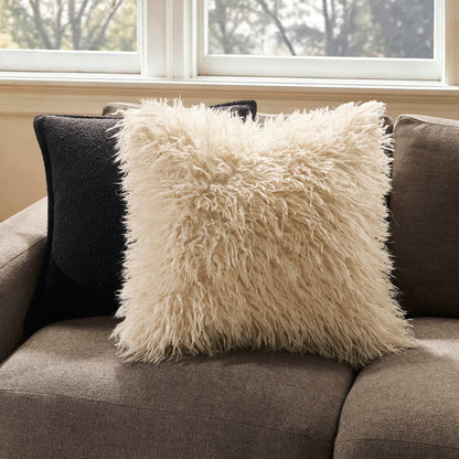 Faux Fur Sheepskin Sofa Cushion Cover - Off White