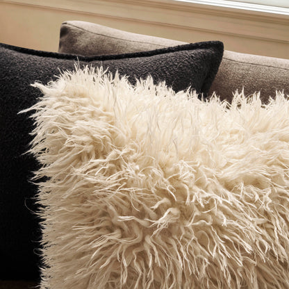 Faux Fur Sheepskin Sofa Cushion Cover - Off White