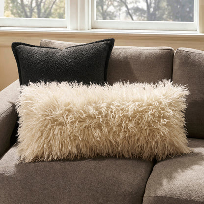 Faux Fur Sheepskin Sofa Cushion Cover - Off White