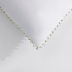 Girona Pom-Pom Duvet Cover - 200 Thread Count - Cotton - White/Sage