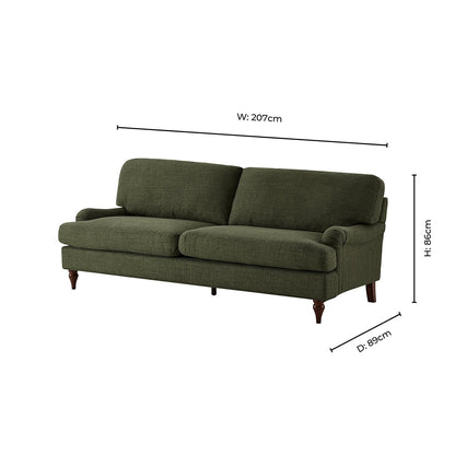 Hampshire 3 Seater Sofa - Woven Pine Green