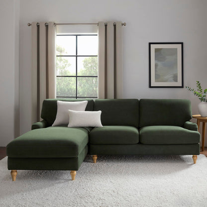 Hampshire Left Hand Chaise Sofa - Dark Olive